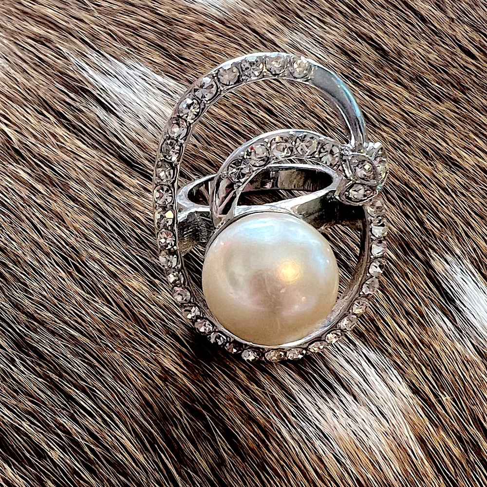 Silver and crystal statement ring